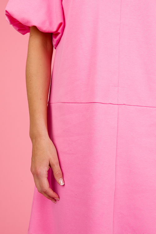 Puff Sleeve Knit Dress, Pink