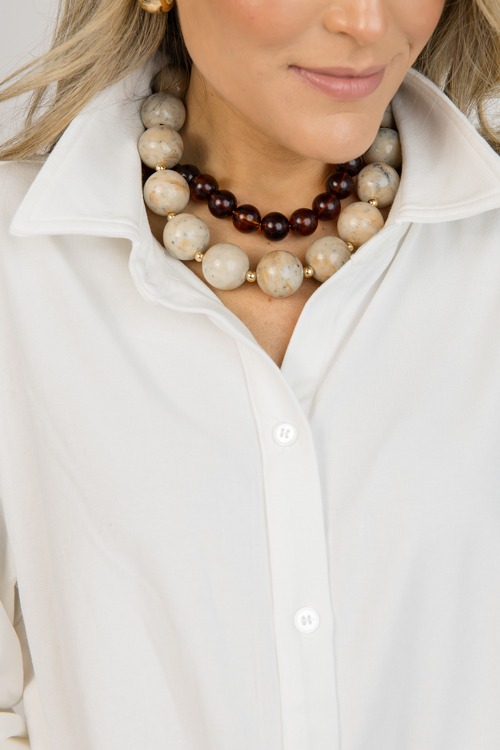 Acrylic Bead Necklace, Beige - 0113-106.jpg