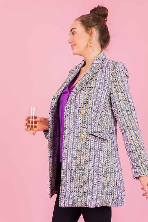 Multi Tweed Jacket, Pink/Yellow