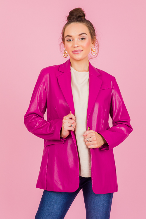 Fuchsia Leather Blazer