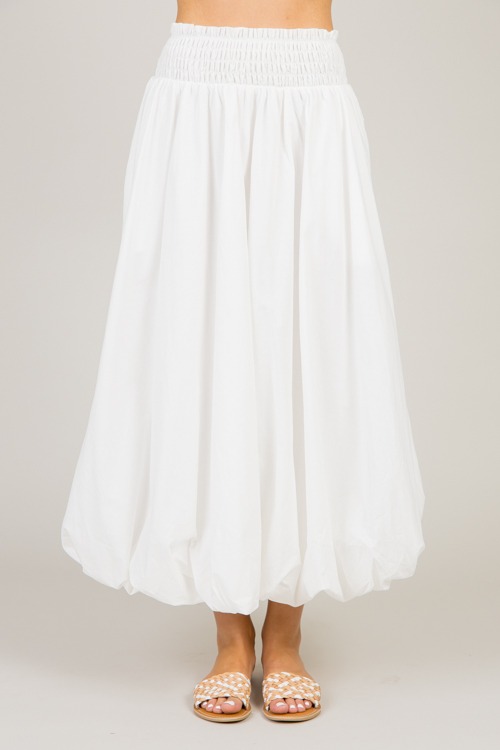 Bubble Hem Maxi Skirt, White