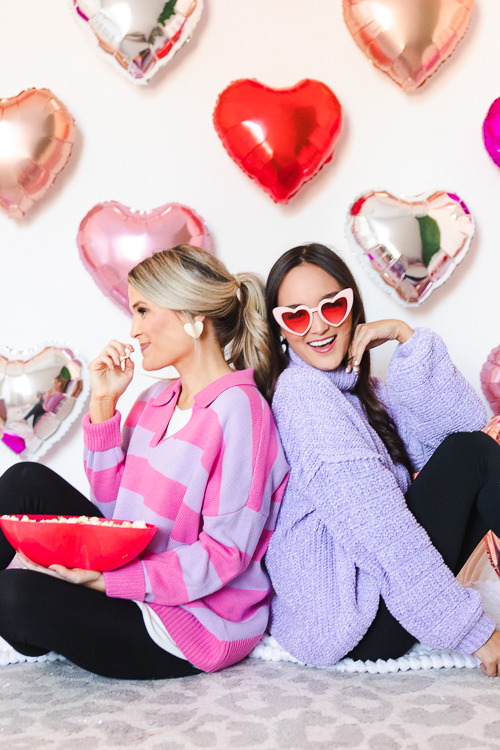 Stripe Collared Sweater, Pink/Lavender