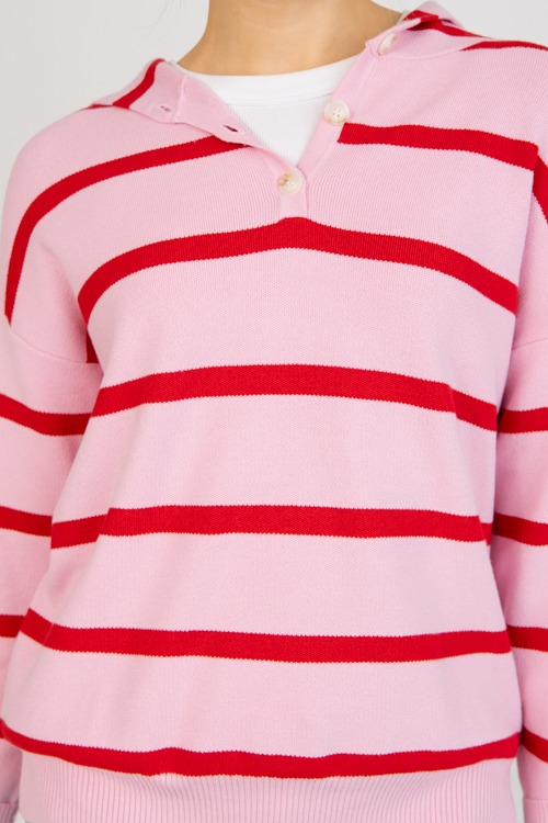 Striped Hoodie Sweater, Pink - 0113-21.jpg