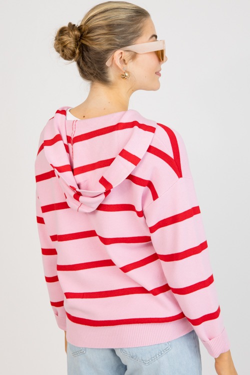 Striped Hoodie Sweater, Pink - 0113-25.jpg