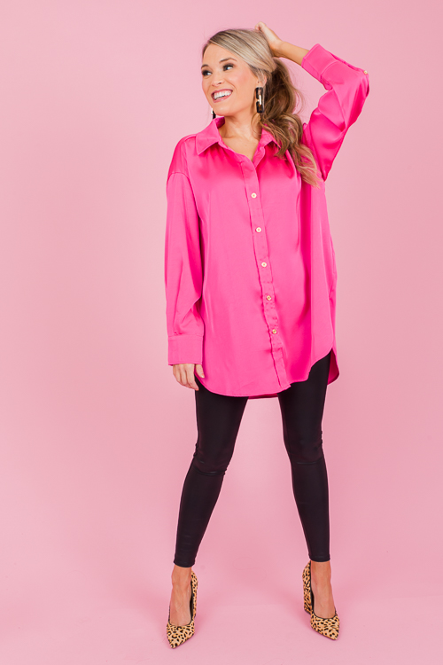 Dylan Button Down, Hot Pink