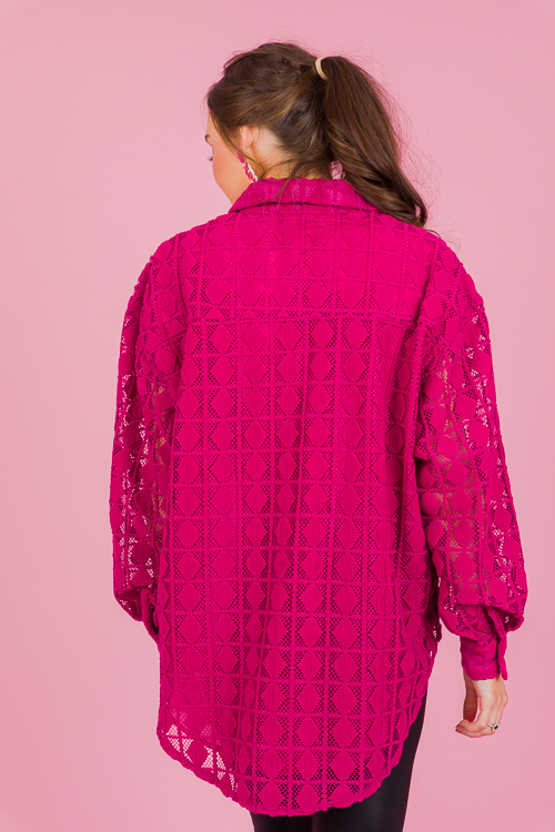 Crochet Texture Shirt, Hot Pink
