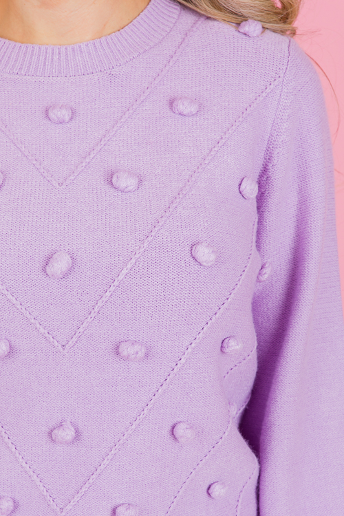 Texture Pom Pom Sweater, Lilac