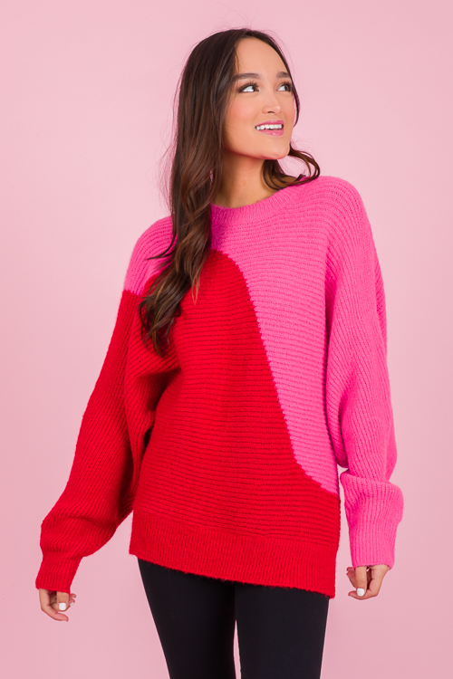 Slope Sweater, Hot Pink/Red