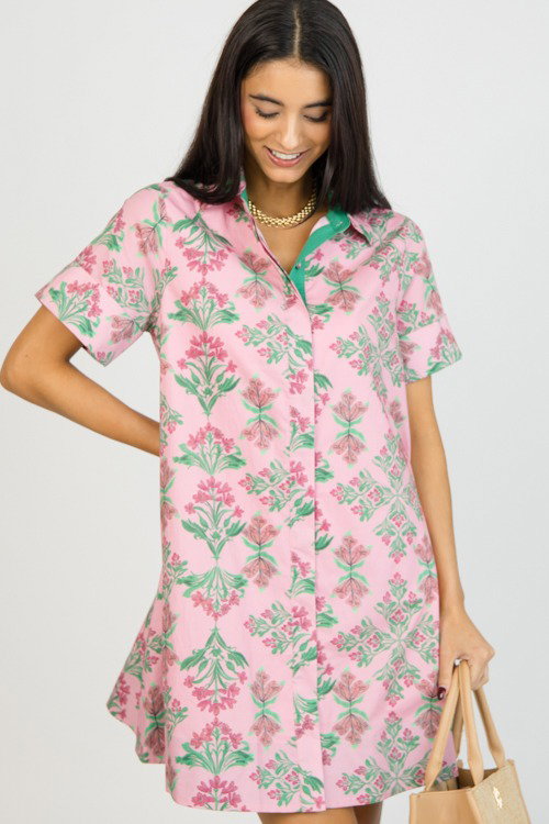 Floral Print Dress, Pink - 0114-100.jpg