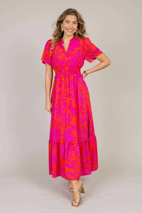 Valerie Floral Maxi, Red Fuchsia