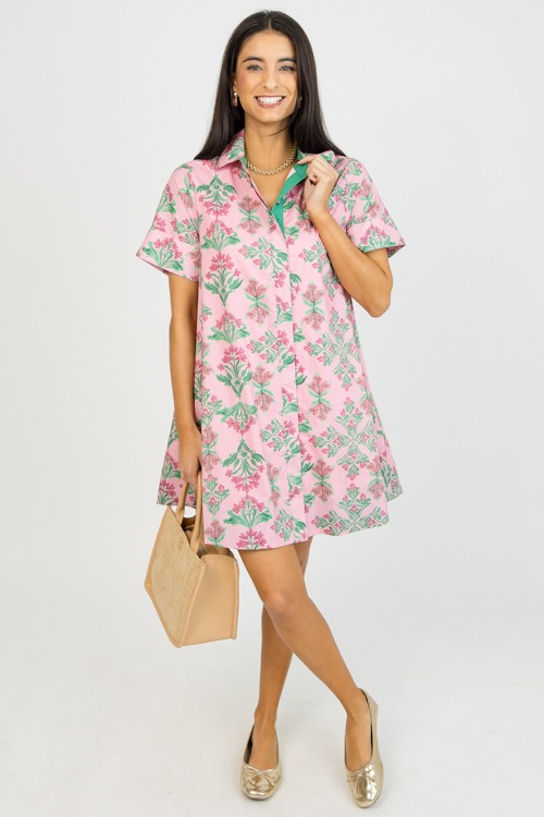 Floral Print Dress, Pink - 0114-99h.jpg