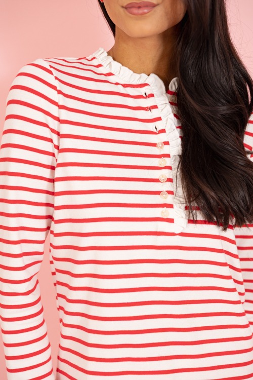 Ruffle Neck Stripe Top, Red - 0115-187h.jpg