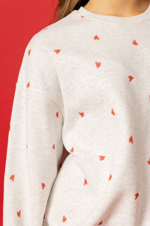 Heart Print Sweatshirt, Gray - 0115-222.jpg