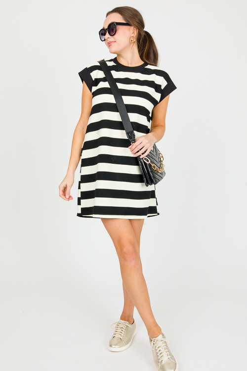 Stretchy Stripe Dress, Black
