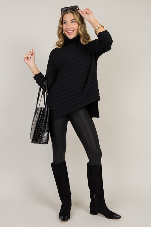 Asymmetric Hem Sweater, Black