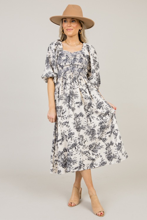 Kendra Floral Midi, Ivory