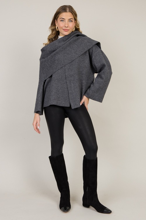 Shawl Sweater Jacket, Grey