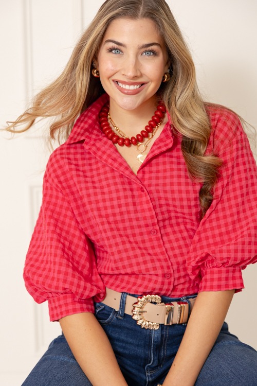 Gingham Button Down, Red/Pink - 0115-91h.jpg