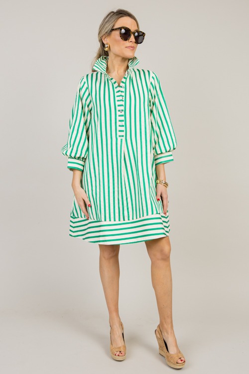 Brinley Stripe Dress, Kelly Green