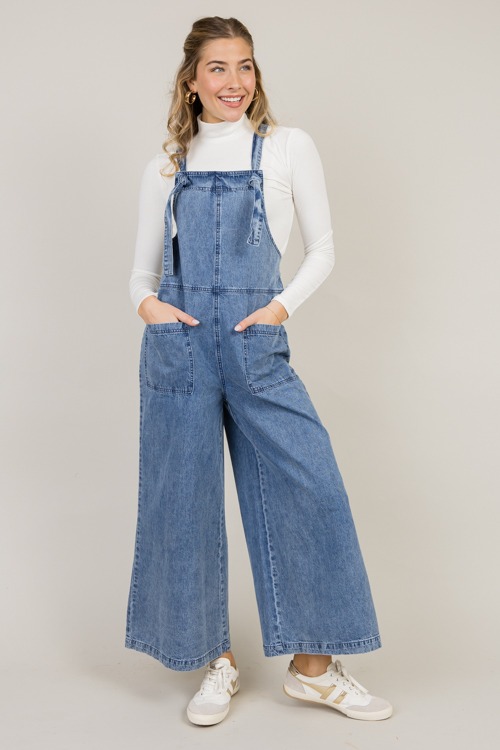 Knot Strap Denim Overalls