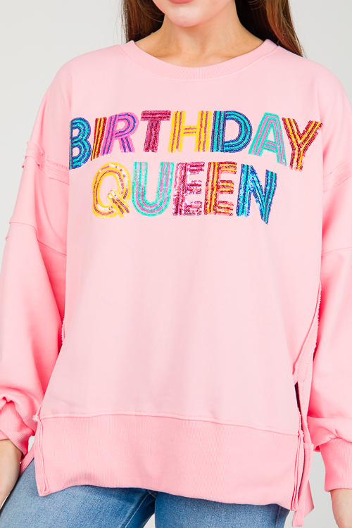 Birthday Queen Sequin Sweatshirt, Pink