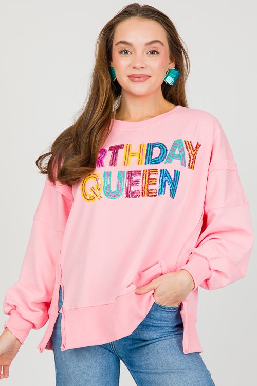 Birthday Queen Sequin Sweatshirt, Pink