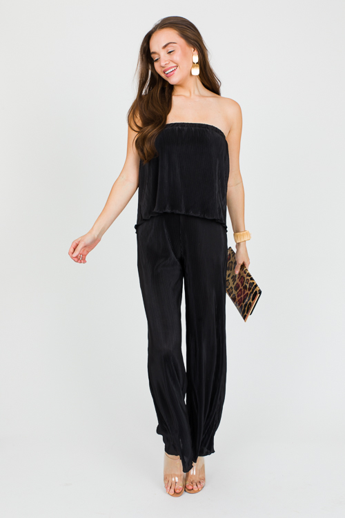 Pleated Jumpsuit, Black