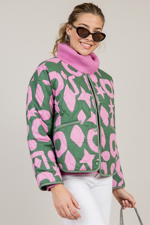 Quilted Print Jacket, Green - 0116-73h.jpg