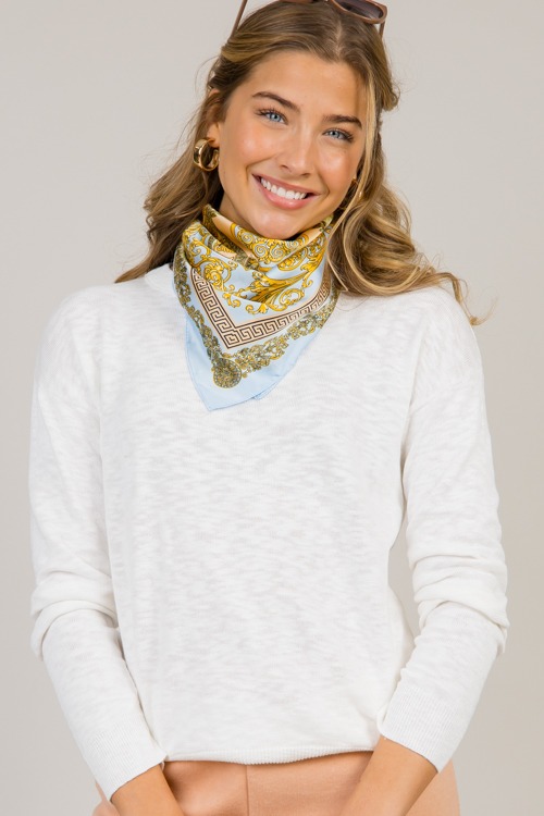 Greek Key & Floral Scarf, Blue - 0117-108p.jpg