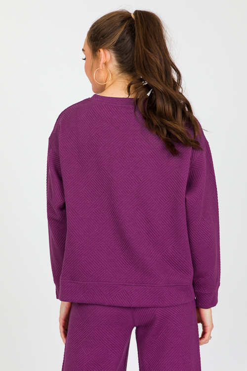 Solid Texture Sweatshirt, Magenta