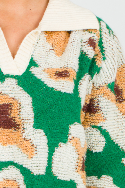 Textured Pattern Sweater, Hunter