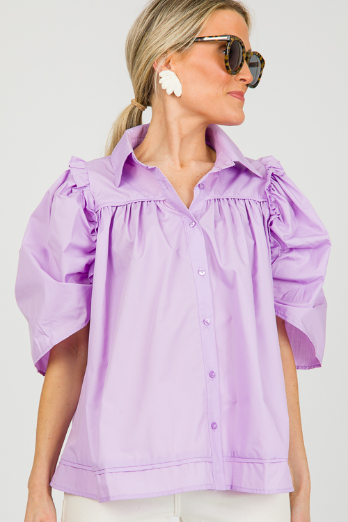 Preppy Button Up Top, Lavender