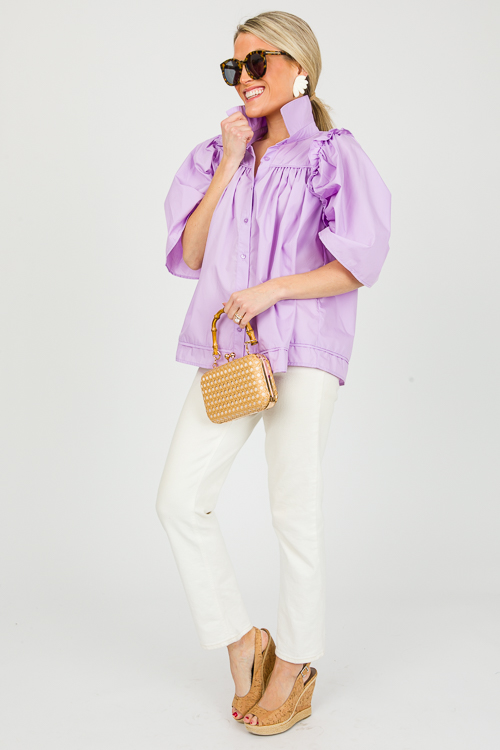 Preppy Button Up Top, Lavender