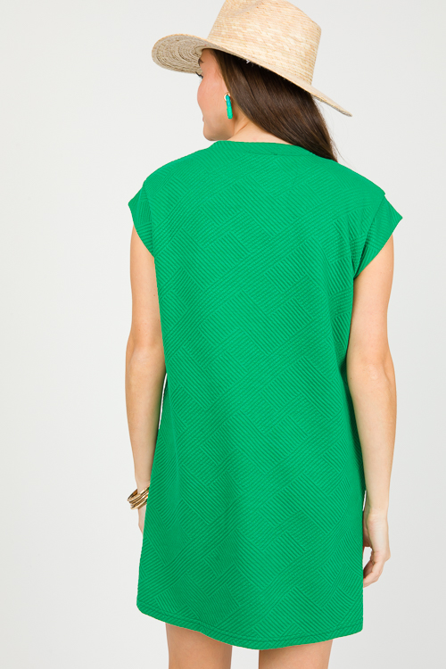 Textured Pocket Dress, Green