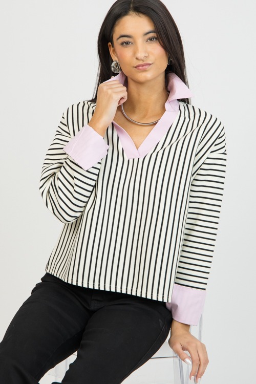 Contrast Collar Top, Ivory/Pink - 0119-21.jpg
