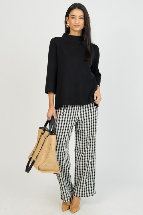 Gingham Textured Pants, Black - 0119-25.jpg