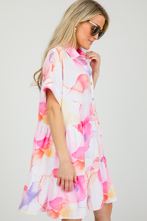 Watercolor Wonder Dress, Pink Combo