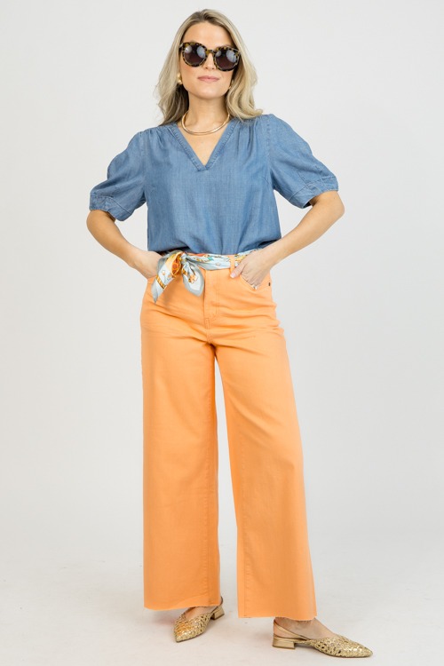 Raw Hem Wide Leg Pants, Tangerine - 0119-64p.jpg