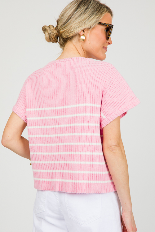 Gina Stripe Sweater, Pink