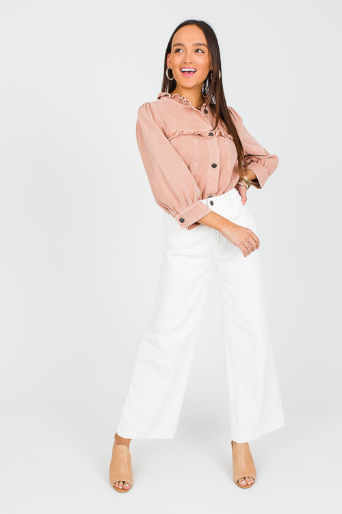 Ruffle Trimmed Jacket, Coral Sand