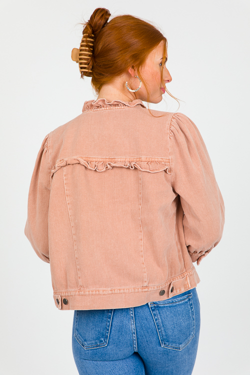 Ruffle Trimmed Jacket, Coral Sand