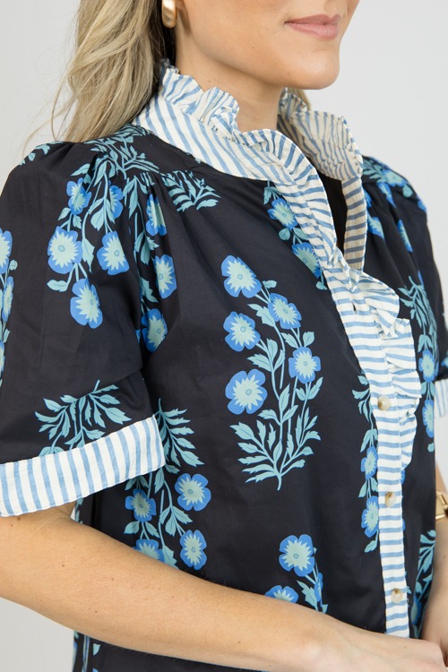 Floral Stripe Trim Dress, Black - 0120-48h.jpg