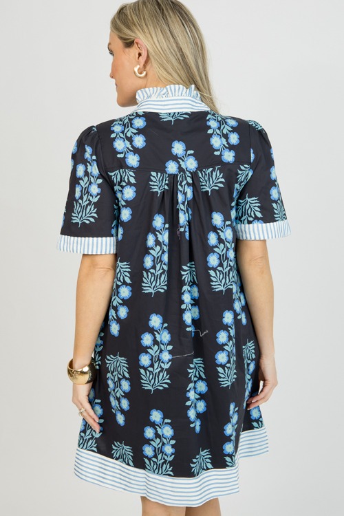 Floral Stripe Trim Dress, Black - 0120-52.jpg