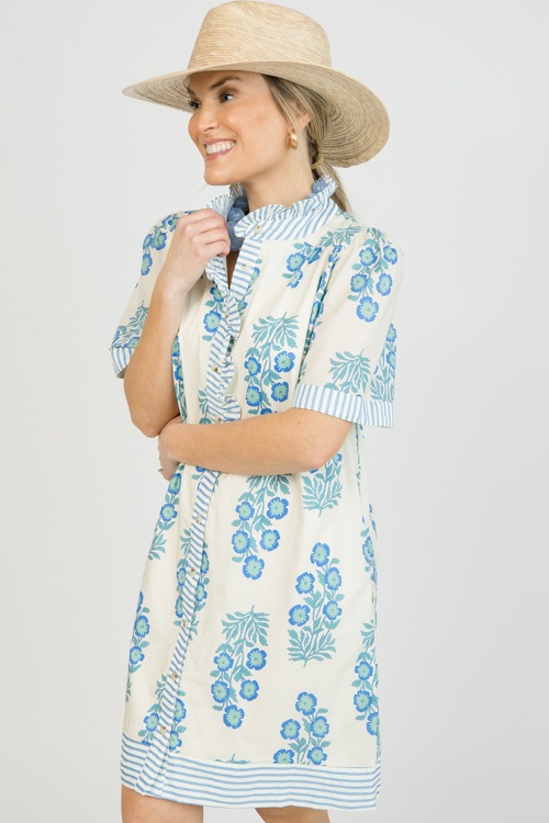 Floral Stripe Trim Dress, Cream - 0120-57.jpg