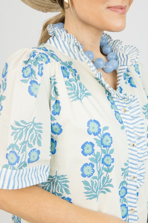 Floral Stripe Trim Dress, Cream - 0120-59.jpg