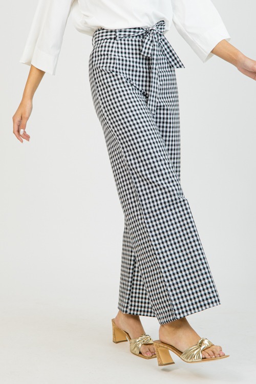Tie Front Gingham Pants, Black - 0121-46p.jpg
