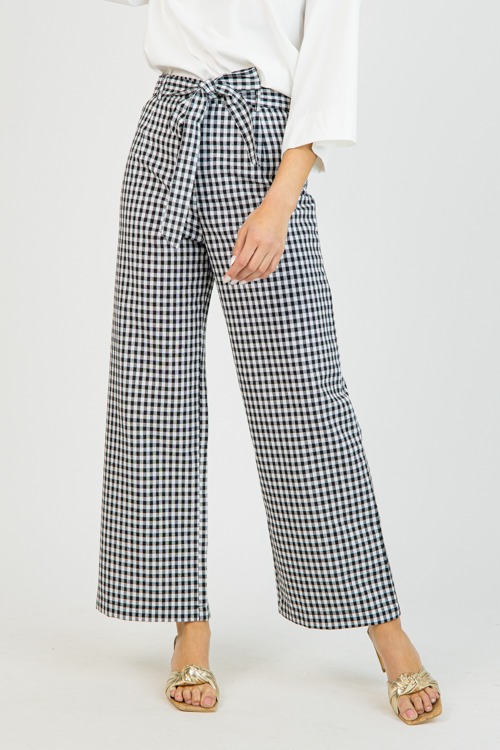 Tie Front Gingham Pants, Black - 0121-49.jpg