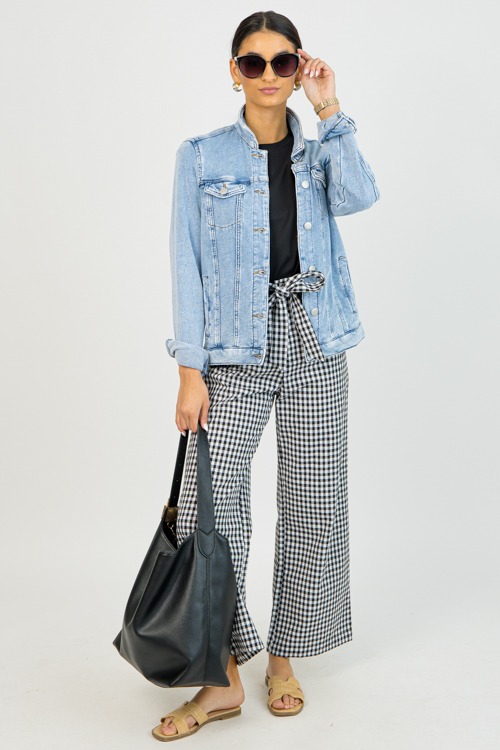 Tie Front Gingham Pants, Black - 0121-80h.jpg