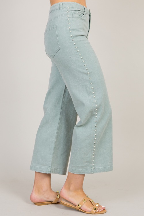 Pearl Trim Jeans, Seafoam