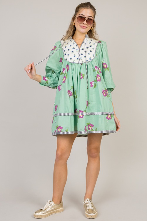 Double Take Floral Dress, Pistachio